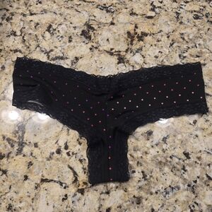 Victoria's Secret Black Panties with Pink & Purple Dots Sexy Little Things NWOT